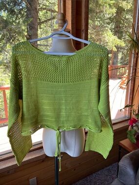 Crochet Lightweight Open-Knit Crop Sweater NWOT
